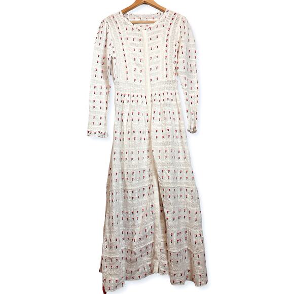 NWT LOVESHACKFANCY White Lace Floral Garden Fabiana Maxi Dress Sz. 2 - Picture 5 of 14